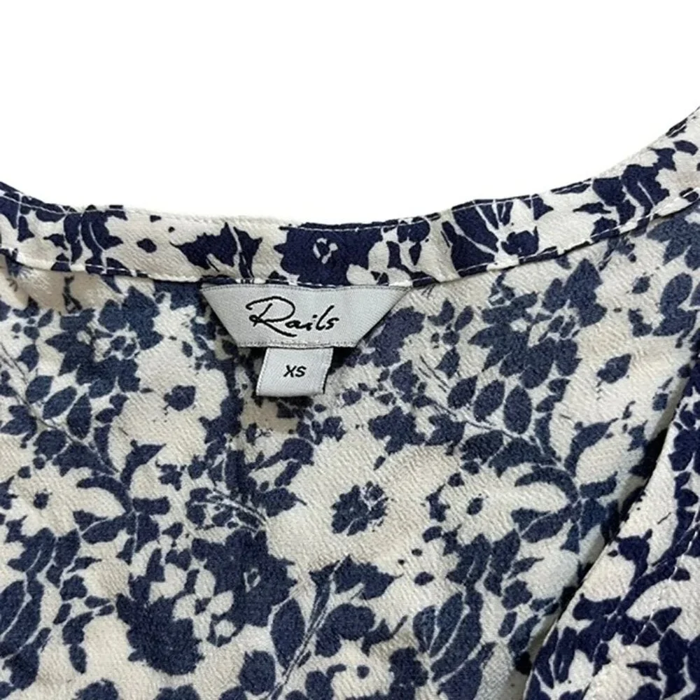 Closet Closing Sale! Rails dress women's XS blue white floral Tara short sleeve - Picture 4 of 9